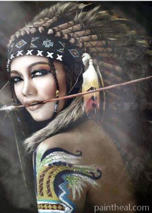 Fierce Native American Woman Warrior Painting By Numbers Kits