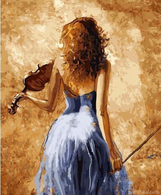 Violin Woman Painting By Numbers Kits