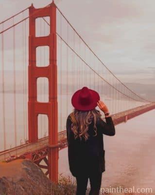 Girl Watching Golden Gate Bridge – 5D Diamond Painting Painting By Numbers Kits