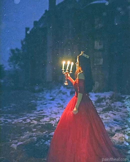 Princess With Red Dress Painting By Numbers Kits