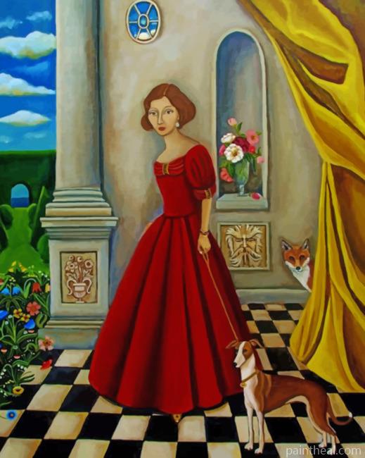 Woman Wearing Red Painting By Numbers Kits