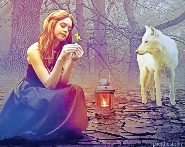 The Girl And The Wolf Painting By Numbers Kits