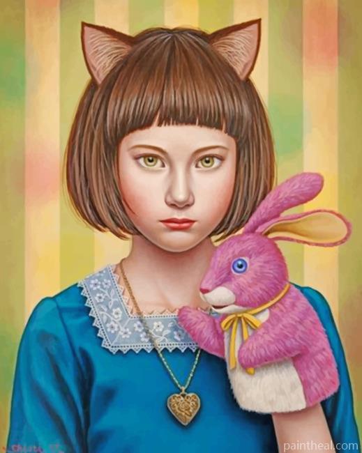 Girl And Bunny Painting By Numbers Kits
