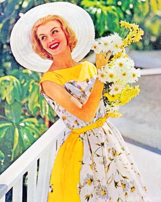 Lady Holding Flowers Painting By Numbers Kits