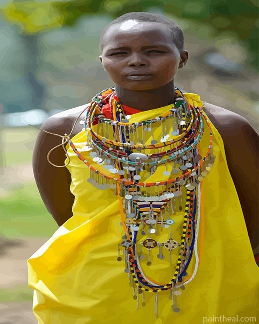African Kenyan Girl Painting By Numbers Kits