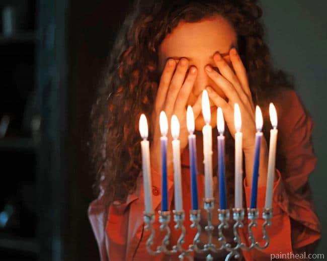Girl Praying Menorah Painting By Numbers Kits