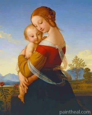 Vintage Woman And Son Painting By Numbers Kits