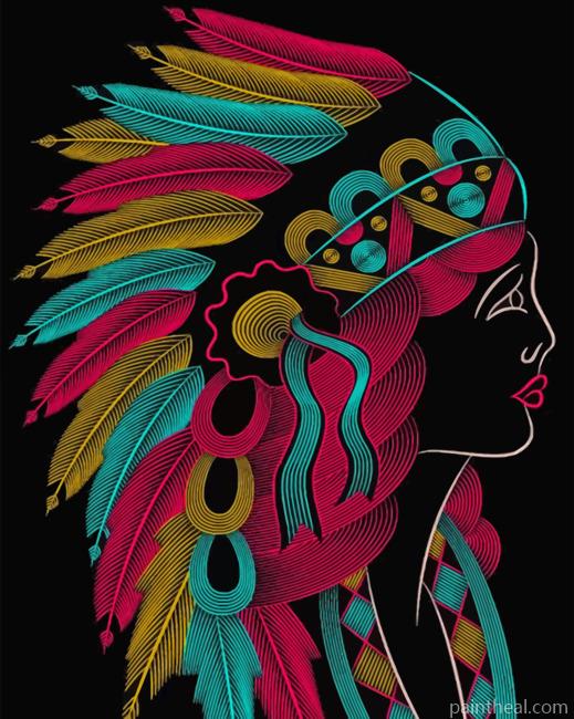 Colorful Native Woman Painting By Numbers Kits