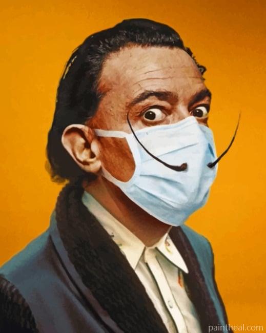 Salvador Dali Wearing Mask Painting By Numbers Kits