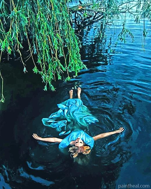 Girl Laying On The Water Painting By Numbers Kits