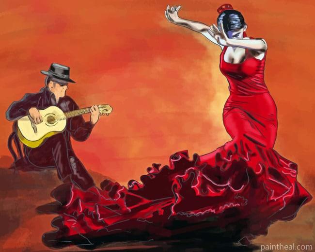 Guitarist And Flamenco Dancer Painting By Numbers Kits