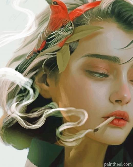 Cute Beautiful Girl Smoking Painting By Numbers Kits