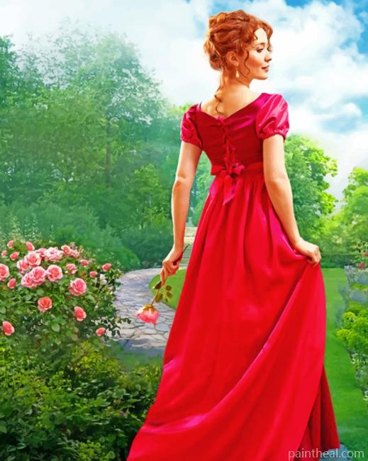 Lady With A Red Dress Painting By Numbers Kits