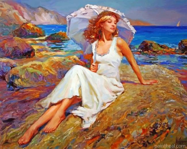 Woman In The Beach Painting By Numbers Kits
