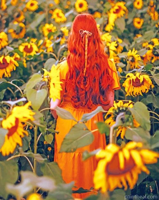 Ginger Girl Sunflowers Painting By Numbers Kits