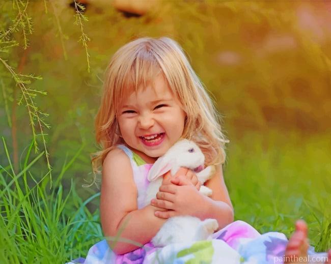 Girl With Bunny Painting By Numbers Kits