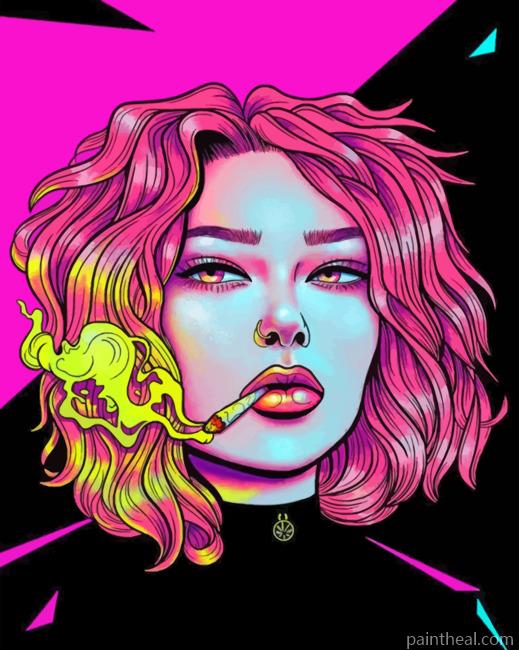 Woman Smoking Illustration Painting By Numbers Kits