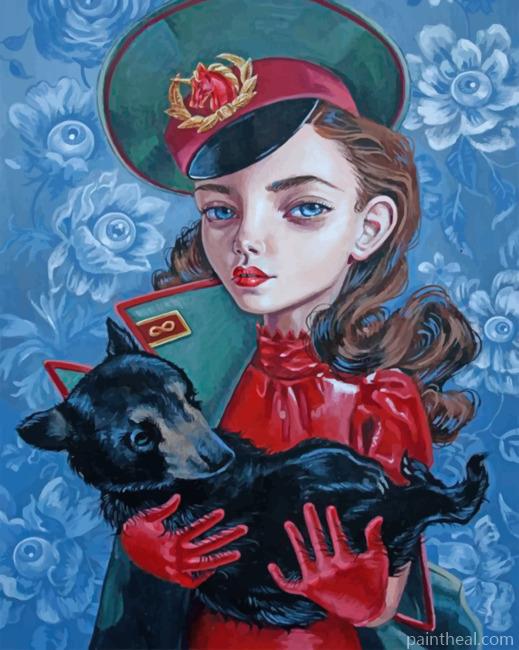 Woman Holding A Black Bear Painting By Numbers Kits