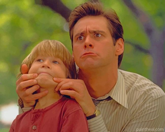 Jim Carrey And A Child Painting By Numbers Kits