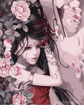 Girl With Geisha Tattoo Painting By Numbers Kits