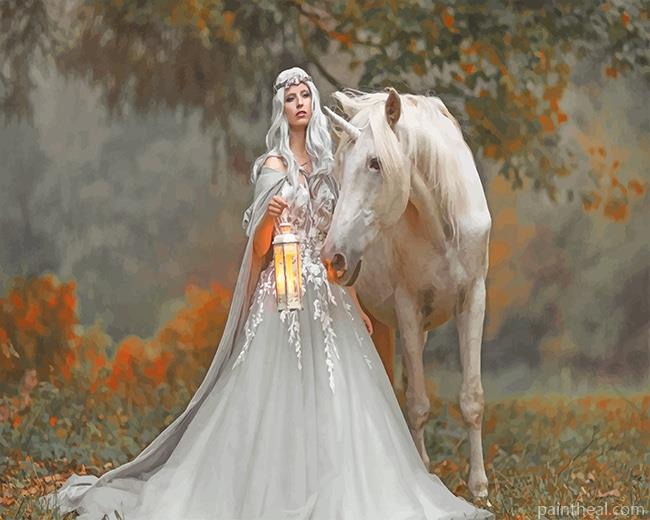 Princess With Unicorn Painting By Numbers Kits