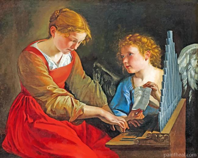 Saint Cecilia And Angel Orazio Painting By Numbers Kits