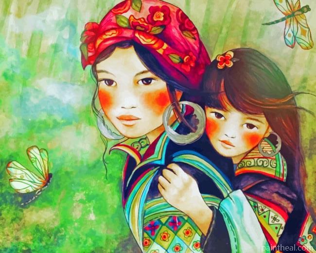 Native Mother And Baby Painting By Numbers Kits