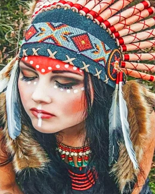 American Native Girl Painting By Numbers Kits