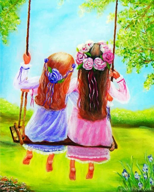 Sisters Swinging Painting By Numbers Kits