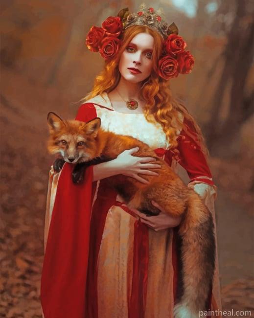 Fox And Woman Painting By Numbers Kits