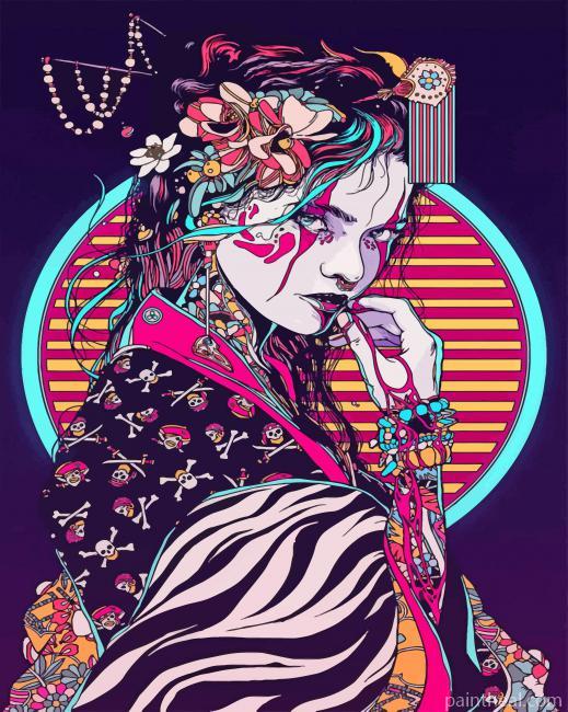Geisha Illustration Painting By Numbers Kits