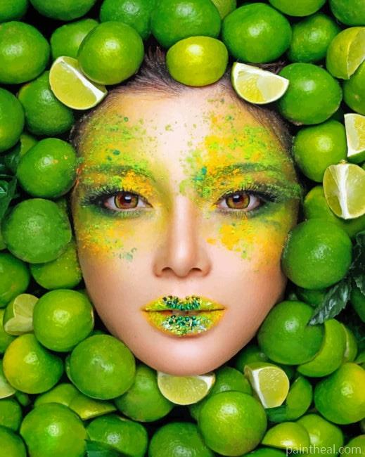 Green Lemons Girl Painting By Numbers Kits