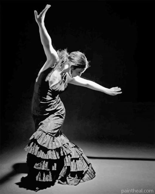 Flamenco Dancer Black And White Painting By Numbers Kits