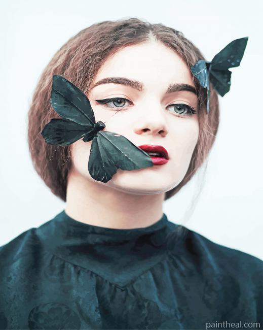 Black Butterflies On Girl Face Painting By Numbers Kits