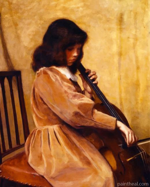 Girl Playing Cello Painting By Numbers Kits