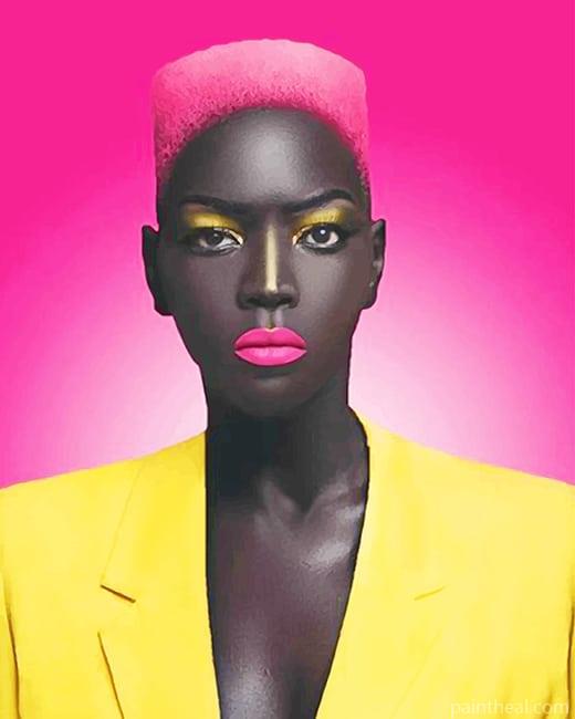 African Women With Pink Hair Painting By Numbers Kits