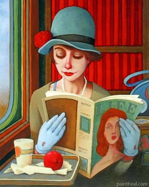 Classy Woman Reading Magazine Painting By Numbers Kits