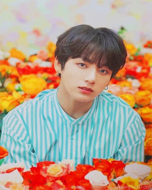 Jungkook Bts And Flowers Painting By Numbers Kits