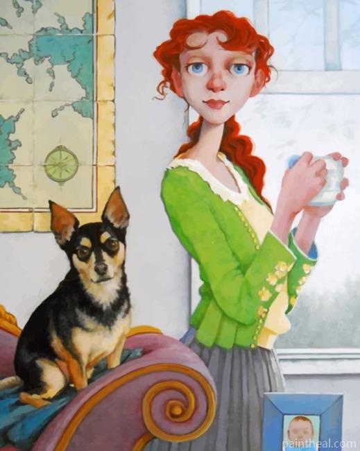 Woman And Her Pet Painting By Numbers Kits