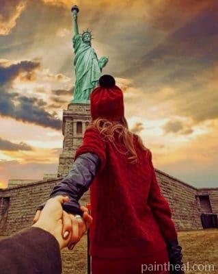 Follow Me To The Statue Of Liberty – 5D Diamond Painting Painting By Numbers Kits