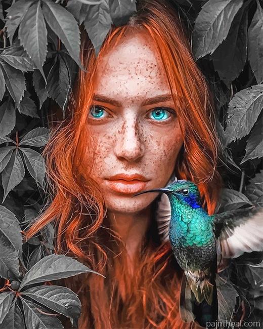 Ginger Woman With Bird Painting By Numbers Kits