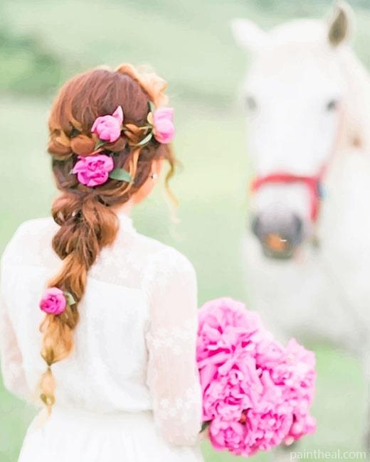 Bride With White Horse Painting By Numbers Kits