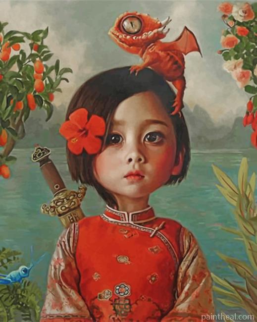 Asian Little Girl Painting By Numbers Kits