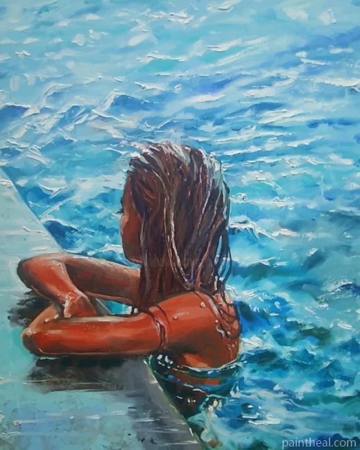Woman In the Pool Painting By Numbers Kits