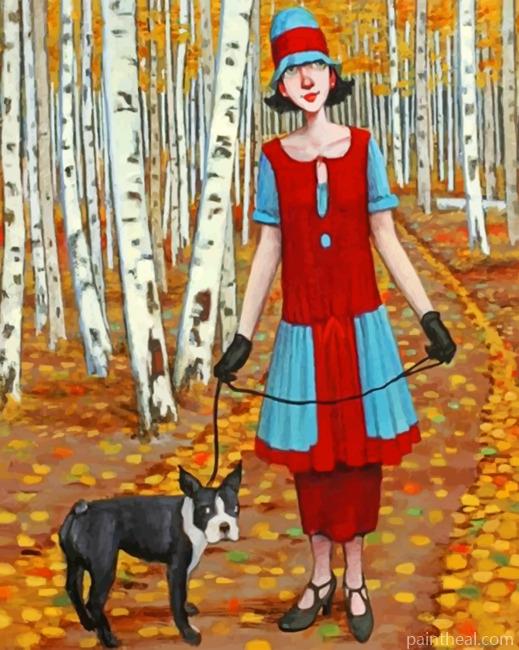 Woman And Dog Painting By Numbers Kits