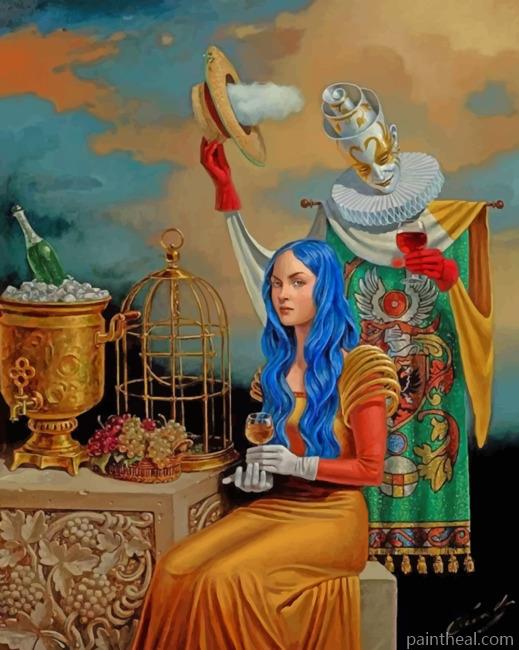 Woman With Blue Hair Painting By Numbers Kits