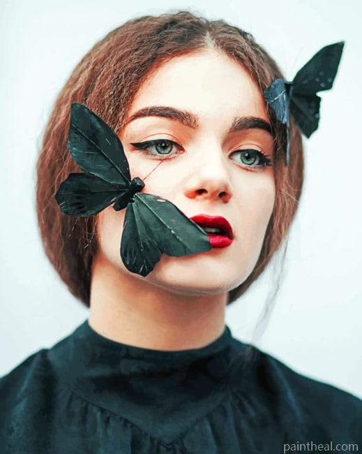 Butterflies On Girl Face Painting By Numbers Kits