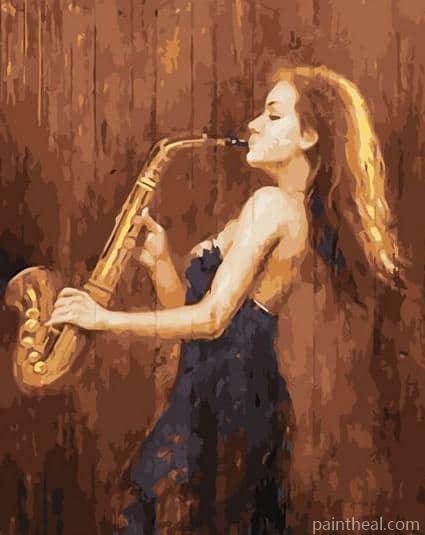 Saxophone Woman Painting By Numbers Kits