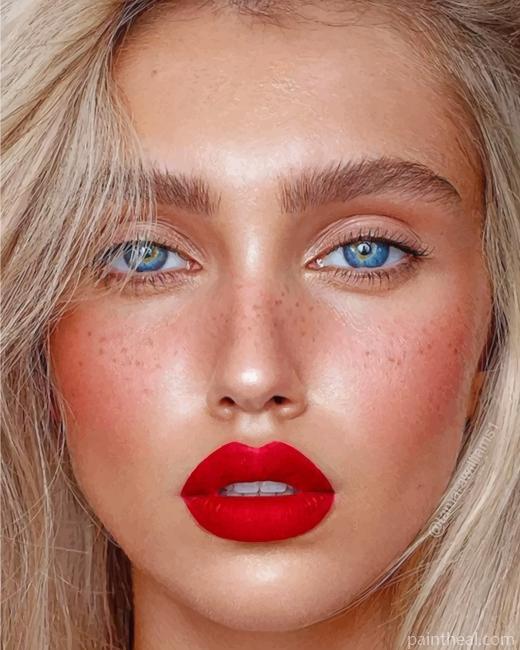 Blonde Girl Red Lips Painting By Numbers Kits