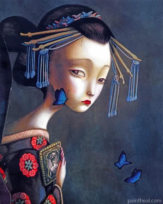 Sad Asian Woman Painting By Numbers Kits